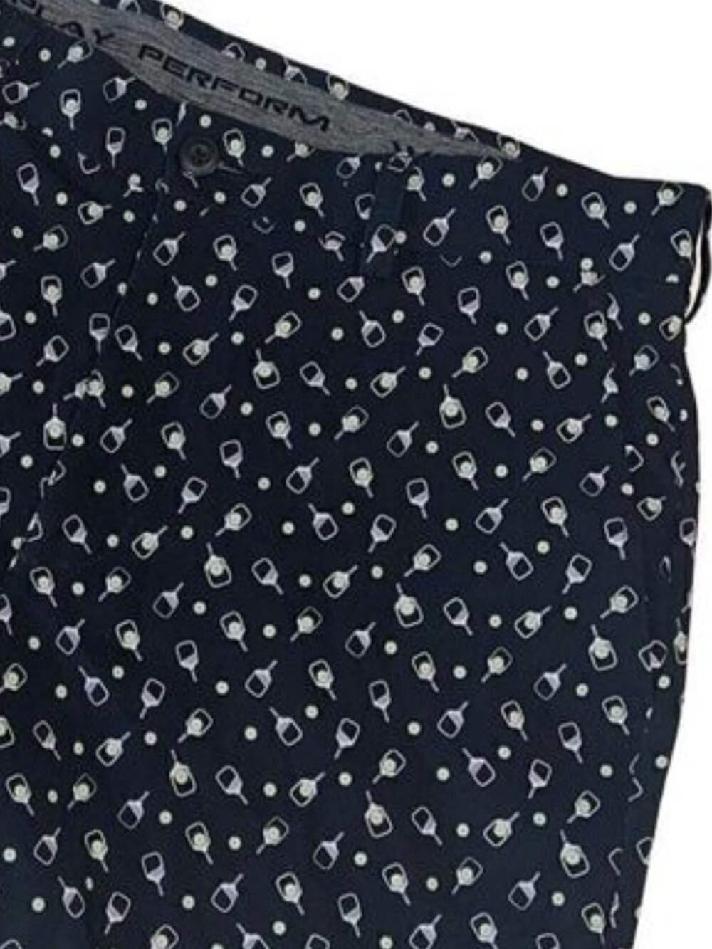 Roundtree & Yorke Black Pickleball Print Pockets Performance Shorts Size 32